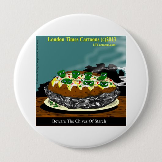Pas Op Voor De Stijfselrijke Biesjes Funny Potato Ronde Button 4,0 Cm (Voorkant)