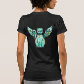 Pas op voor de turquoise stenen kat gepersonalisee t-shirt (Achterkant)