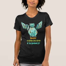 Pas op voor de turquoise stenen kat gepersonalisee t-shirt