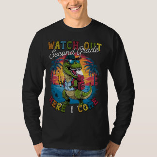 Pas op voor de tweede klas, hier kom ik dinosaurus t-shirt