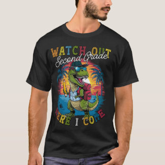 Pas op voor de tweede klas, hier kom ik dinosaurus t-shirt