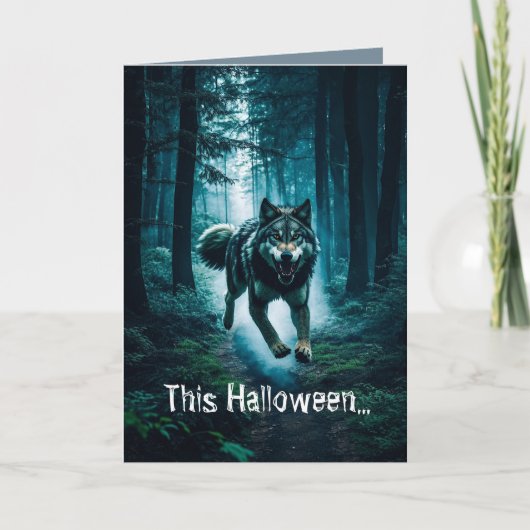 Pas op voor de Volle Maan Halloween Kaart (Voorkant)