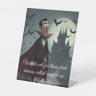 Pas op voor die elegante vampiers reclamebord met voetstuk