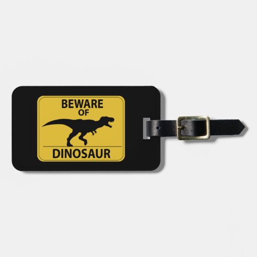Pas op voor Dinosaur Bagagelabel (Voorkant horizontaal)