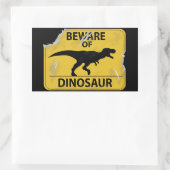 Pas op voor Dinosaur (beschadigd) Rechthoekige Sticker (Tas)