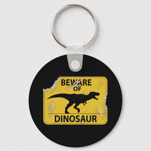 Pas op voor Dinosaur (beschadigd) Sleutelhanger (Voorkant)