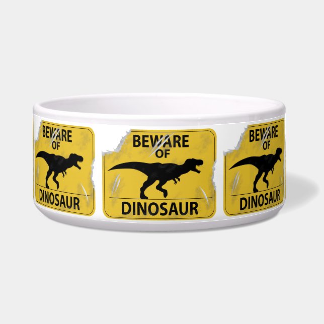 Pas op voor Dinosaur (beschadigd) Voerbakje (Voorkant)