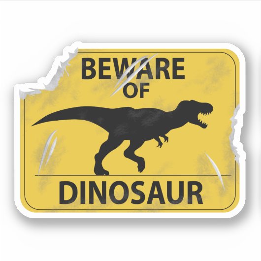 Pas op voor dinosaurus (Aangeslagen bord) Sticker (Voorkant)