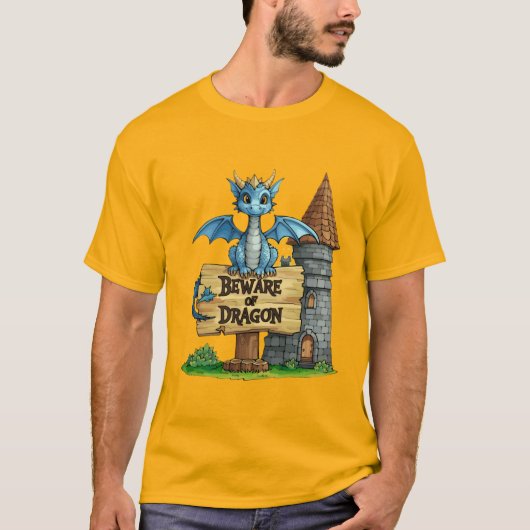 Pas op voor Draak T-Shirt – Cute Fantasy Draak tee (Voorkant)