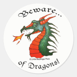 Pas op voor draken ronde sticker