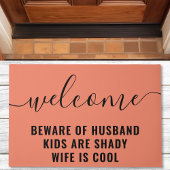 Pas op voor echtgenoot Funny Coral Deurmat