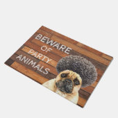 Pas op voor feestbeesten | Grappige Franse Bulldog Deurmat (Schuin)