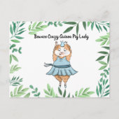 Pas op voor gekke cavia-dame  cavia briefkaart (Voorkant)