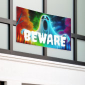 Pas op voor Ghost Halloween Spandoek (Buitenkant Gebouw)