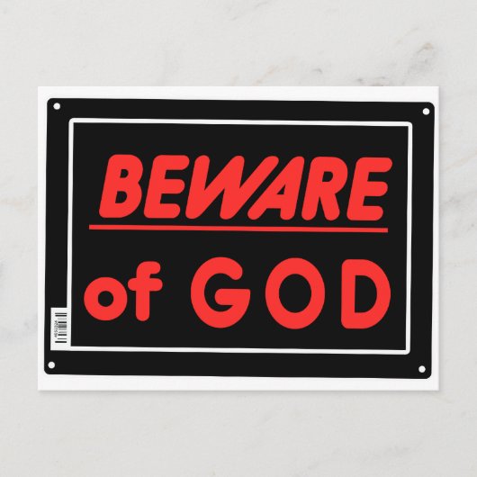 Pas op voor God Parodie Yard teken Briefkaart (Voorkant)