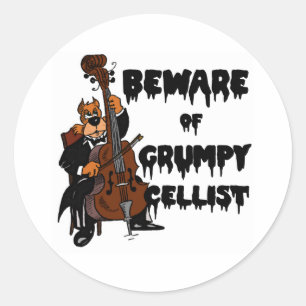 Pas op voor Grumpy Cellist Ronde Sticker
