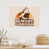 Pas op voor haaien met wrijvingslaserbalken poster (Keuken)