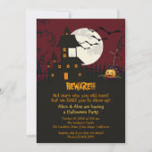Pas op voor Haunted House Halloween Party uitnodig Kaart (Voorkant)