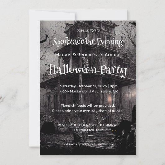 Pas op voor heksen Halloween Party uitnodiging (Achterkant)