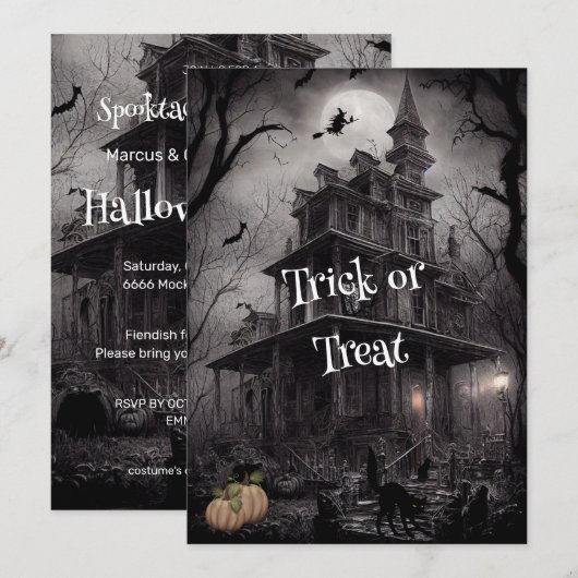 Pas op voor heksen Halloween Party uitnodiging (Voorkant / Achterkant)