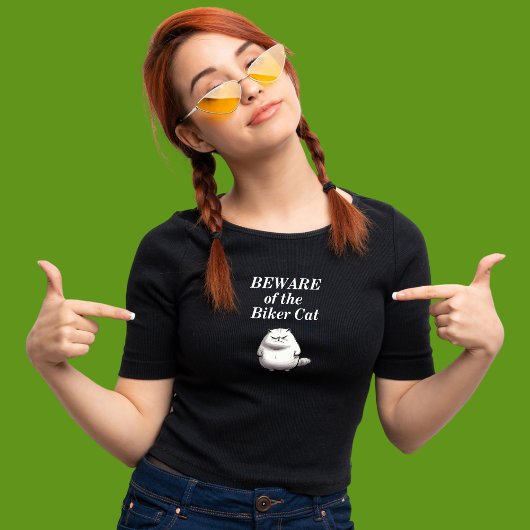 Pas op voor het Biker Cat-motorfiets T-shirt