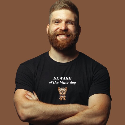 Pas op voor het Biker Dog motorfiets t-shirt