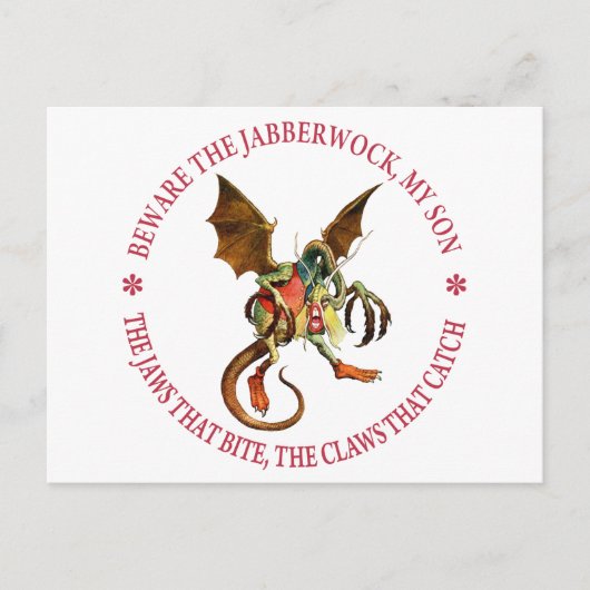PAS OP VOOR HET JABBERWOCK, MIJN ZOON BRIEFKAART (Voorkant)