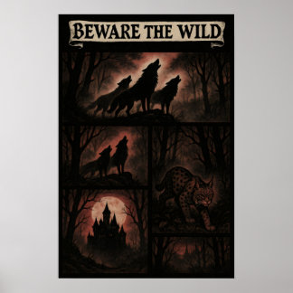 Pas op voor het Wilde – Gothic Forest Wezens Strip Poster