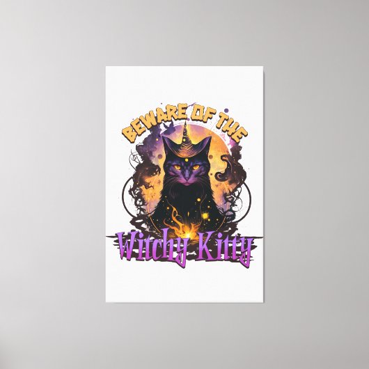 Pas op voor het Witchy Kat Item voor Halloween Tri Canvas Afdruk (Voorkant)