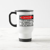 Pas op voor hond Dobermann pistool Funny Reis Mug Reisbeker (Links)