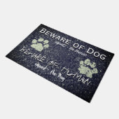 Pas op voor hond Pas op voor mens Pootafdrukken Le Deurmat (Schuin)