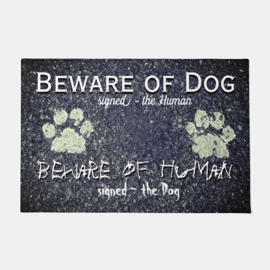 Pas op voor hond Pas op voor mens Pootafdrukken Le Deurmat (Voorkant)