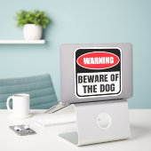 Pas op voor Honden waarschuwingsbord Sticker (Laptop op bureau)