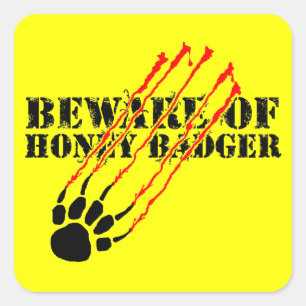 Pas op voor honingbadger vierkante sticker