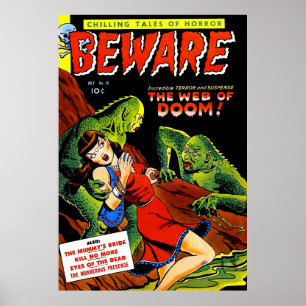 Pas op voor horror Comics Groene Zwemmetjes Poster