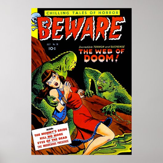 Pas op voor  horror Comics Groene Zwemmetjes Poster (Voorkant)