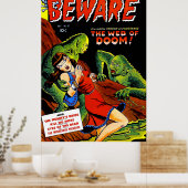 Pas op voor  horror Comics Groene Zwemmetjes Poster (Keuken)