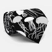 Pas op voor Jellyfish.w.b Black BG Stropdas (Opgerold)