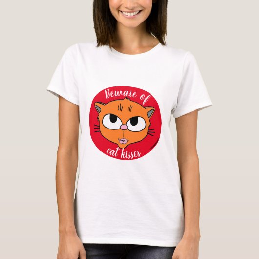 Pas op voor kattenkussens met puckered Lips Kitten T-shirt (Voorkant)
