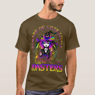 Pas op voor kleine monsters zwarte kat heks hallow t-shirt