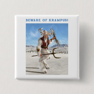 Pas op voor Krampus! Vierkante Button 5,1 Cm