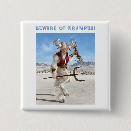 Pas op voor Krampus! Vierkante Button 5,1 Cm (Voorkant)