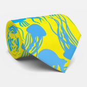 Pas op voor kwallen. L Blue.b Geel BG Stropdas (Opgerold)