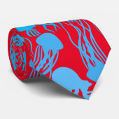 Pas op voor kwallen. L Blue.b Red BG Stropdas (Opgerold)