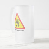 Pas op voor Leeuwen Vorst Glas Mok (Voorkant links)