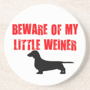Pas op voor Little Weiner Dog Zandsteen Onderzetter