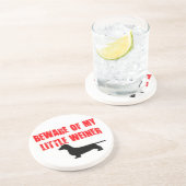 Pas op voor Little Weiner Dog Zandsteen Onderzetter (Zijkant)