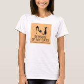 Pas op voor mijn katten, elegant zwarte kat t-shirt (Voorkant)