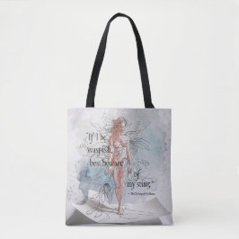 "Pas op voor mijn steek" Moderne Waterverf Feminis Tote Bag