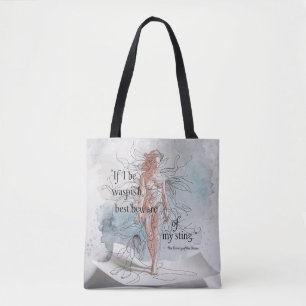 "Pas op voor mijn steek" Moderne Waterverf Feminis Tote Bag